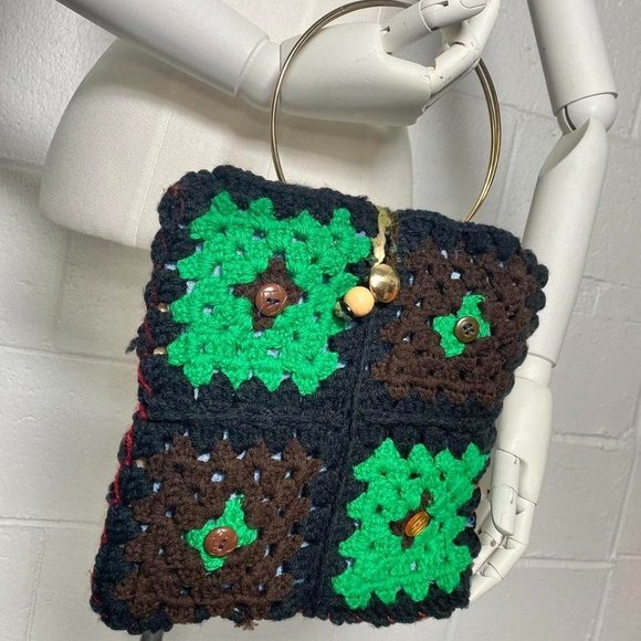 Vintage Granny Square Handmade Clutch Purse - Picture 2 of 4